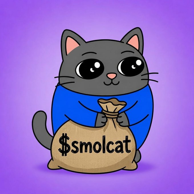 Smol Cat holding a bag labelled $smolcat