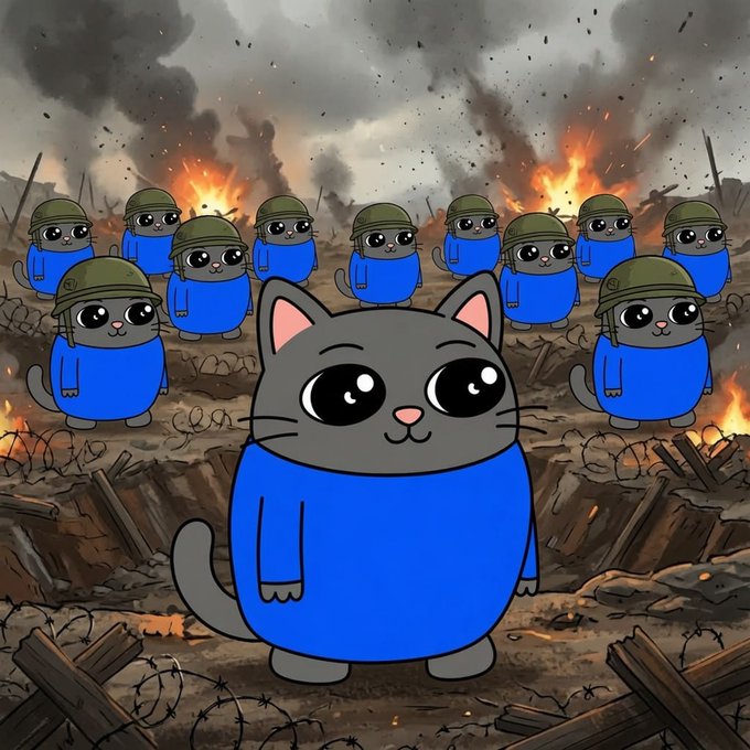 Smol Cat leading an army of smol cats